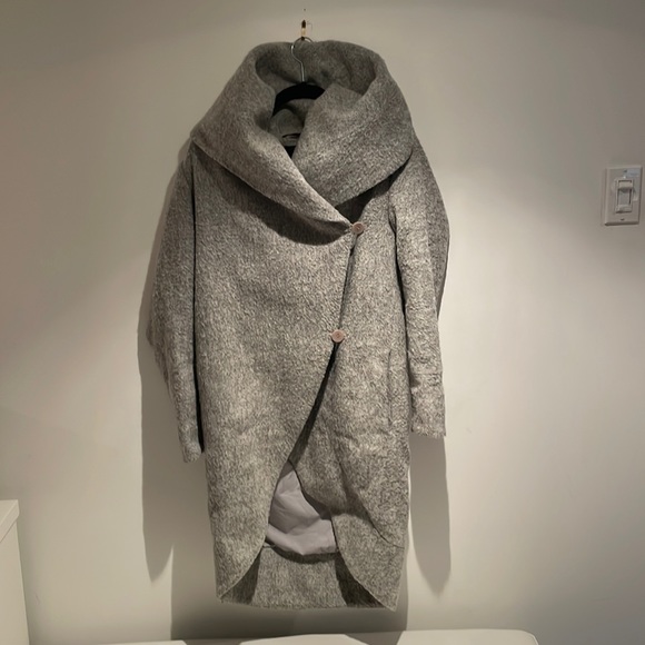 Zac Posen Camilla Shawl Collar Small Wool Grey Winter Coat - Picture 2 of 7